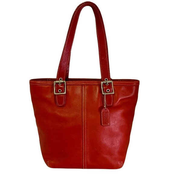 Coach Handbags - Coach Vintage Red Leather Tote Shoulder Bag